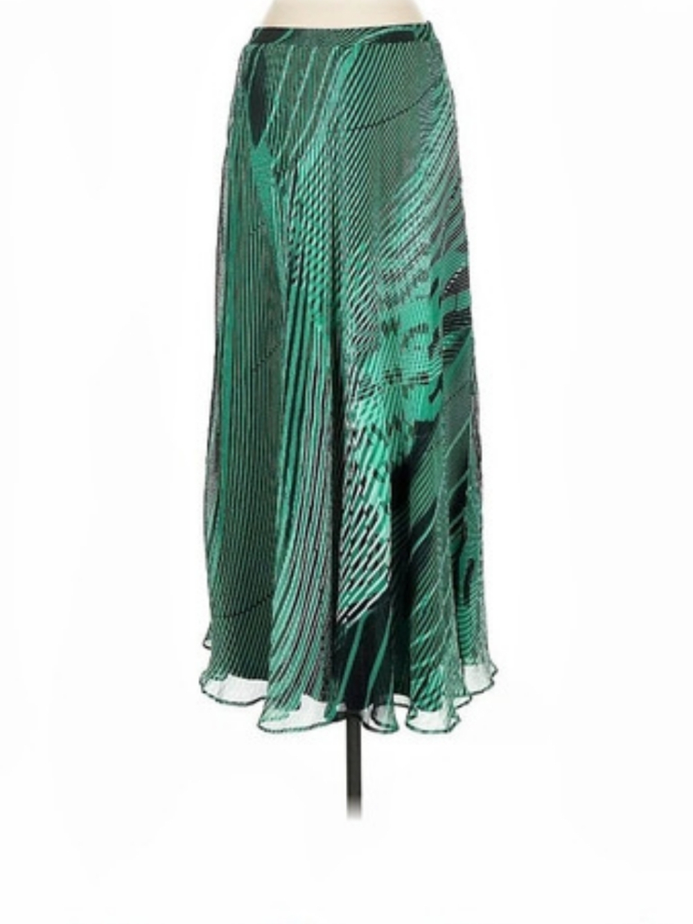 Roz & Ali Abstract Maxi Skirt in Green & Black Size Small Like New